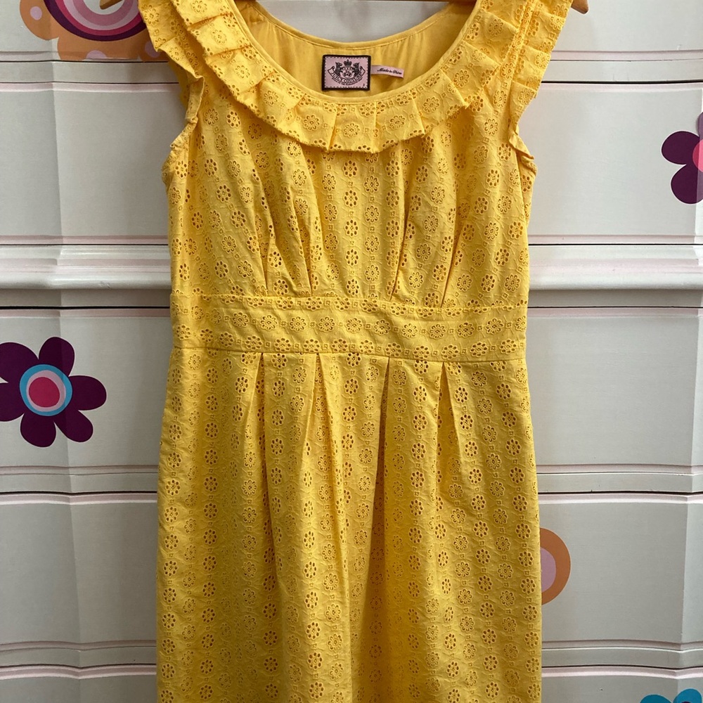 Juicy Couture Eyelet Yellow Dress with Pockets